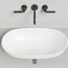 Salini MAREA 01 Раковина накладная 645х387х160мм, без отв. под смес, без перелива, мат-л: S-Stone, матовый, белый.