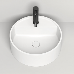 Salini ARMONIA TOP 202 Раковина на столешницу 450х450х116мм, без отв.под смеситель, донный клапан D502, мат-л: S-Stone, матовый, белый.