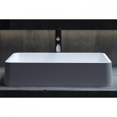 Salini GLORIA 307 Раковина накладная 595х395х125мм, без отв. под смес, без перелива, мат-л: S-Stone, матовый, белый.