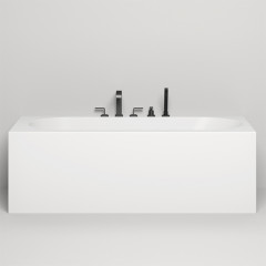 Salini FABIA Ванна пристенная 1800x800x600мм, овальная чаша, донный клапан, сифон белый, слив-перелив, мат-л: S-Sense, глянцевый