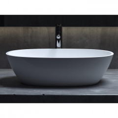 Salini SOFIA Раковина накладная 560х335х150мм, без отв. под смес, без перелива, мат-л: S-Stone, матовый, белый.