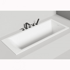 Salini CASCATA KIT Встраиваемая ванна с прямоугольной чашей 1698х750х600мм, ножки, донный клапан "Up&Down", сифон S-Sense, белый матовый