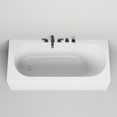 Salini FABIA Ванна пристенная 1800x800x600мм, овальная чаша, донный клапан, сифон белый, слив-перелив, мат-л: S-Sense, глянцевый