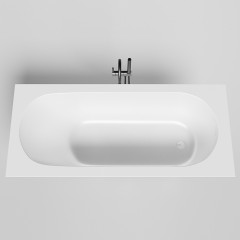 Salini ORNELLA KIT Встраиваемая ванна 1800х800х600мм, овальная чаша, донный клапан, сифон, щелевой слив-перелив, мат-л: S-Sense, глянцевый, белый. <br />