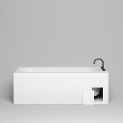 Salini FABIA Ванна пристенная 1800x800x600мм, овальная чаша, донный клапан, сифон белый, слив-перелив, мат-л: S-Sense, глянцевый