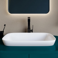 Salini MAREA 02 Раковина накладная 598х398х160мм, без отв. под смес, без перелива, мат-л: S-Stone, матовый, белый.