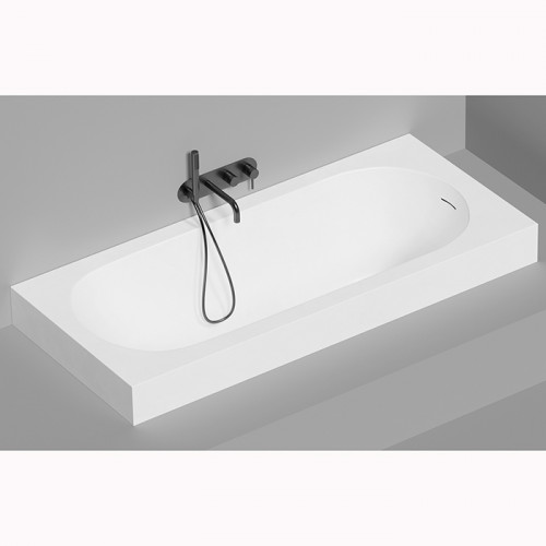 Salini ORNELLA KIT Встраиваемая ванна 1800х800х600мм, овальная чаша, донный клапан, сифон, щелевой слив-перелив, мат-л: S-Sense, глянцевый, белый. <br />