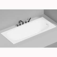 Salini ORNELLA KIT Встраиваемая ванна 1800х800х600мм, овальная чаша, донный клапан, сифон, щелевой слив-перелив, мат-л: S-Sense, глянцевый, белый. <br />