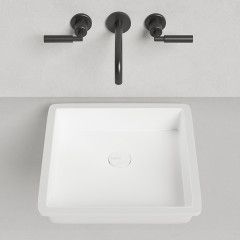 Salini MAREA 07 Раковина врезная снизу 420х420х130мм, без отв. под смес, без перелива, мат-л: S-Stone, матовый, белый.