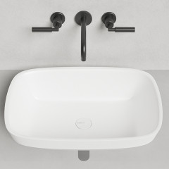 Salini MAREA 02 Раковина накладная 598х398х160мм, без отв. под смес, без перелива, мат-л: S-Stone, матовый, белый.