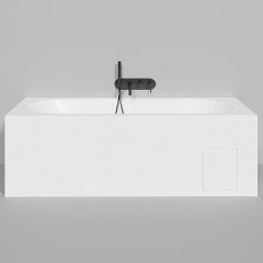 Salini ORNELLA KIT Встраиваемая ванна 1800х800х600мм, овальная чаша, донный клапан, сифон, щелевой слив-перелив, мат-л: S-Sense, глянцевый, белый. <br />