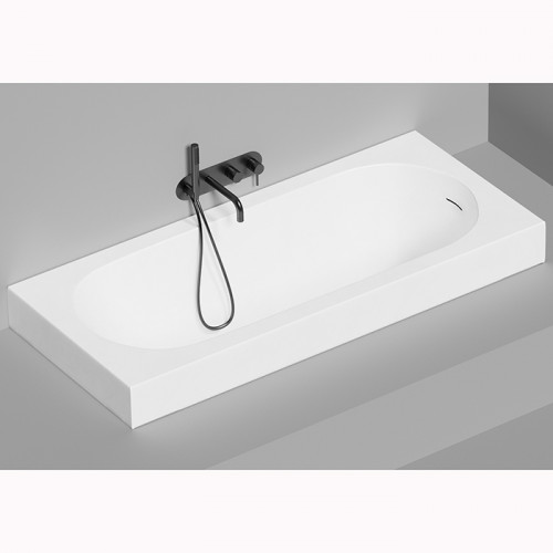 Salini ORNELLA KIT Встраиваемая ванна 1700х750х600мм, овальная чаша, донный клапан, сифон, щелевой слив-перелив, мат-л: S-Stone, матовый, белый. <br />