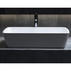 Salini GLORIA 11 Раковина накладная 650х400х145мм, без отв. под смес, без перелива, мат-л: S-Stone, матовый, белый. ¶Фурнитура: белая.