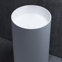 Salini ARMONIA 201 Раковина напольная 450х450х850/900, СЛИВ в пол, без перелива, сифон,донный клапан "Up&Down", мат-л: S-Stone, матовый, белый.