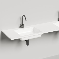 Salini ONDA Раковина 1800x500х163мм, c 1 отв. под смеситель x2, c переливом, мат-л: S-Stone, белый матовый