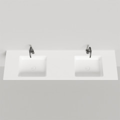 Salini ONDA Раковина 1800x500х163мм, c 1 отв. под смеситель x2, c переливом, мат-л: S-Stone, белый матовый