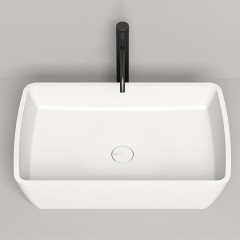 Salini GLORIA 11 Раковина накладная 650х400х145мм, без отв. под смес, без перелива, мат-л: S-Stone, матовый, белый. ¶Фурнитура: белая.