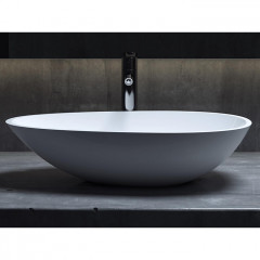 Salini PAOLA Раковина накладная 580х345х140мм, без отв. под смес, без перелива, мат-л: S-Sense, глянцевый, белый.