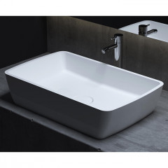 Salini GLORIA 11 Раковина накладная 650х400х145мм, без отв. под смес, без перелива, мат-л: S-Stone, матовый, белый. ¶Фурнитура: белая.