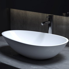 Salini PAOLA Раковина накладная 580х345х140мм, без отв. под смес, без перелива, мат-л: S-Sense, глянцевый, белый.