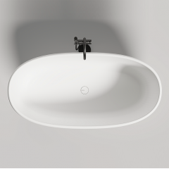 Salini LUCE Ванна отдельностоящая 1500х750х580 мм, донный клапан "Up&Down", сифон, слив-перелив, мат-л: S-stone -матовый белый