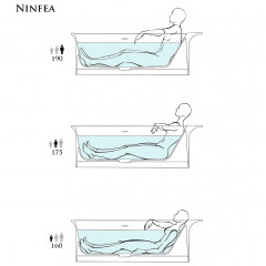 Salini NINFEA Ванна отдельностоящая 1800х820х575мм, донный клапан, сифон, интегр. слив-перелив, мат-л: S-stone -матовый;, белый. Фурнитура: белая.