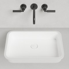 Salini MAREA 09 Раковина врезная снизу 550х380х126мм, без отв. под смес, без перелива, мат-л: S-Stone, матовый, белый.