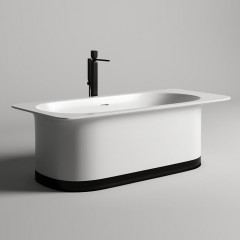 Salini NINFEA Ванна отдельностоящая 1800х820х575мм, донный клапан, сифон, интегр. слив-перелив, мат-л: S-stone -матовый;, белый. Фурнитура: белая.