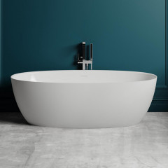 Salini ALDA Ванна отдельностоящая 1780х920х580мм, донный клапан , сифон, слив-перелив, мат-л: S-Stone, матовый, белый. ¶Фурнитура: белая.