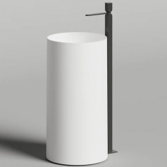 Salini ARMONIA ROUND 01 Раковина напольная 450х450х900мм, слив в пол, без отв. под смес, с декор.накладкой, мат-л: S-Sense, глянцевый, белый.