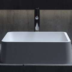 Salini GLORIA Раковина накладная 415х415х125мм, без отв. под смес, без перелива, мат-л: S-Stone, матовый, белый.