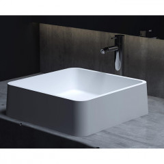 Salini GLORIA Раковина накладная 415х415х125мм, без отв. под смес, без перелива, мат-л: S-Stone, матовый, белый.