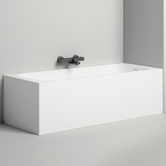 Salini ORLANDA KIT Встраиваемая ванна 1800х800х600мм, "Up&Down", сифон, щелевой слив-перелив, мат-л: S-Stone, матовый, белый. ¶Фурнитура: белая.