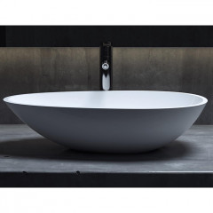 Salini PAOLA Раковина накладная 580х345х140мм, без отв. под смес, без перелива, мат-л: S-Stone, матовый, белый.