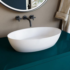 Salini ALDA Раковина накладная 580х350х150мм, без отв. под смес, без перелива, мат-л: S-Sense, глянцевый, белый.