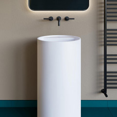 Salini ARMONIA TOP 201 Раковина напольная 450х450х850/900мм, без отв.под смес, донник "Up&Down", сифон, мат-л: S-Sense, глянцевый, белый (слив в пол!)