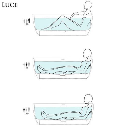 Salini LUCE Ванна отдельностоящая 1700х850х580мм, донный клапан "Up&Down", сифон, слив-перелив, мат-л: S-stone -матовый;, белый.