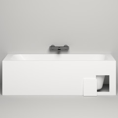 Salini ORLANDA KIT Встраиваемая ванна 1800х800х600мм, "Up&Down", сифон, щелевой слив-перелив, мат-л: S-Sense, матовый, белый. Фурнитура: белая.