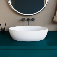 Salini ALDA Раковина накладная 580х350х150мм, без отв. под смес, без перелива, мат-л: S-Stone, матовый, белый.