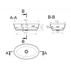 Salini ALDA Раковина накладная 580х350х150мм, без отв. под смес, без перелива, мат-л: S-Stone, матовый, белый.
