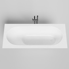 Salini ORNELLA KIT Встраиваемая ванна 1700х700х600мм, овальная чаша, донный клапан, сифон, щелевой слив-перелив, мат-л: S-Stone, матовый, белый