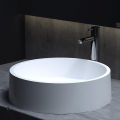 Salini GLORIA Раковина накладная 440х440х125мм, без отв. под смес, без перелива, мат-л: S-Stone, матовый, белый.