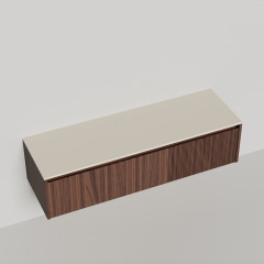 SALINI Domino Тумба со стол-цей без раковины1600х500х400 из S-Stone в сборе; крепеж; металл/ сифон; фасад орех, столеш. Ral9001