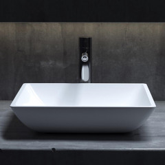 Salini CALLISTA 107 Раковина накладная 575х350х90мм, без отв. под смес, без перелива, мат-л: S-Stone, матовый, белый.