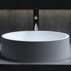 Salini GLORIA Раковина накладная 440х440х125мм, без отв. под смес, без перелива, мат-л: S-Stone, матовый, белый.