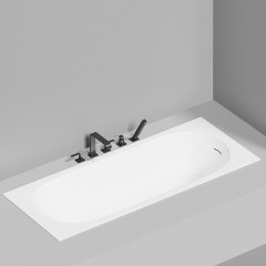 Salini ORNELLA KIT Встраиваемая ванна 1700х700х600мм, овальная чаша, донный клапан, сифон, щелевой слив-перелив, мат-л: S-Stone, матовый, белый