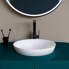 Salini MAREA 03 Раковина накладная 415х415х160мм, без отв. под смес, без перелива, мат-л: S-Stone, матовый, белый.