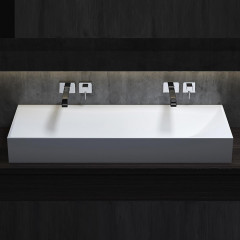 Salini SONATA Раковина накладная 1200х450х130мм, без отв. под смес, без перелива, сифон, мат-л: S-Stone, матовый, белый.