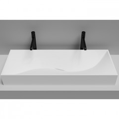 Salini SONATA Раковина накладная 1200х450х130мм, без отв. под смес, без перелива, сифон, мат-л: S-Stone, матовый, белый.