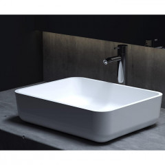 Salini GLORIA Раковина накладная 480х380х120мм, без отв. под смес, без перелива, мат-л: S-Stone, матовый, белый.